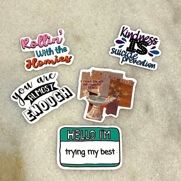 Encouraging Words stickers mental health positive word affirmations 5pcs NEW - Picture 3 of 8
